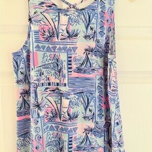 Lilly Pulitzer Blue and Pink Tropical Print Top
